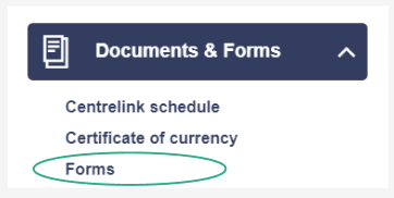 forms is located last under documents and forms dropdown