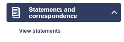 view statements can be found under the statements and correspondence drop down