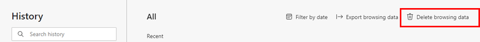 delete browsing data is located on top right of the history page