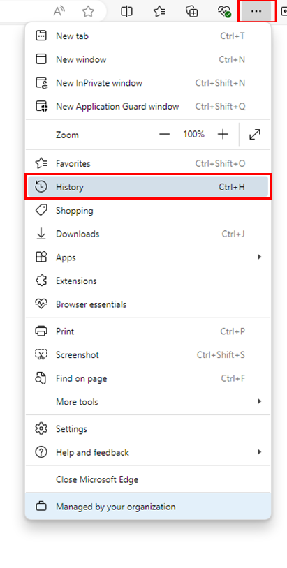 history button in the middle